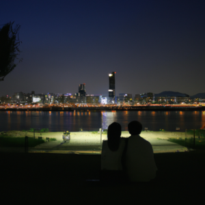 seoul, han-river, night, Couple