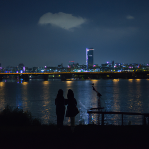seoul, han-river, night, Couple